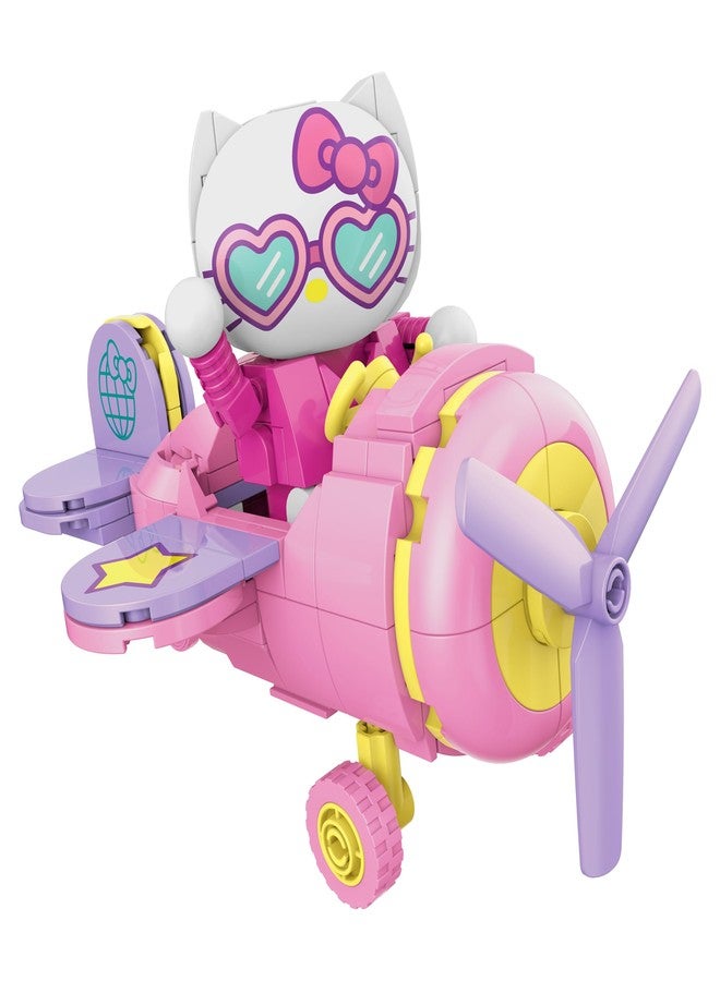 Brickcraft Hello Kitty Airplane Adventure Kit 273-Piece Sanrio Set Pink Aircraft Toy Featuring Spinning Propeller Rolling Wheels Collectible Buildable Model Gift Birthday Display Creative - Image 2